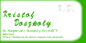 kristof doszpoly business card
